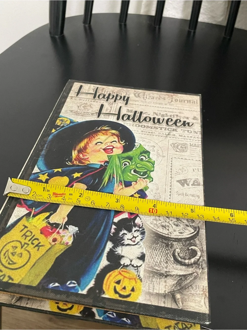 Happy Halloween Vintage Witch Faux Decoration Book 8 1/2 x 5 1/2